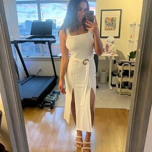 Topshop White Midi Dress with Belt